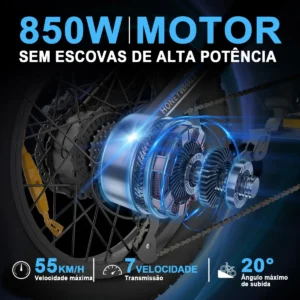 Honeywhale K6 PRO Bicicleta Eléctrica Pneu Fat 20x4.0 Desbloqueio NFC Motor 850W Batería 48V 15.6Ah - Imagen 2