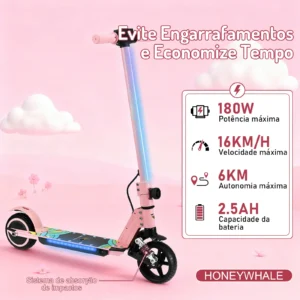Honeywhale E10S - Patinete Eléctrico Infantil Plegable Rosa 180W - Imagem 3