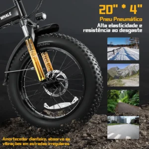 Honeywhale F6 PRO-S Bicicleta Eléctrica Plegable Pneu Fat 20x4" Motor 900W Batería 48V 10.4Ah - Imagen 4