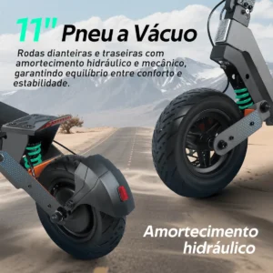 HONEYWHALE H4 Patinete Eléctrico Plegable Gris oscuro 60V 2400W con Ruedas 11" y Luz LED - Imagen 6