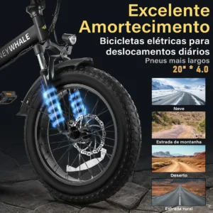 Honeywhale F6 Bicicleta Eléctrica Plegable Fat Bike Llanta 20" Motor 790W Batería 48V 10.4Ah - Imagen 6