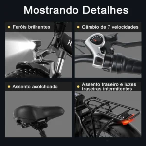 Honeywhale F6 Bicicleta Eléctrica Plegable Fat Bike Llanta 20" Motor 790W Batería 48V 10.4Ah - Imagen 5