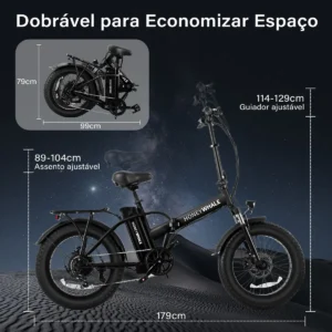 Honeywhale F6 Bicicleta Eléctrica Plegable Fat Bike Llanta 20" Motor 790W Batería 48V 10.4Ah - Imagen 3