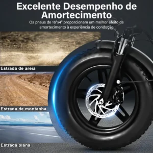 Honeywhale BK05 Bicicleta Eléctrica Plegable 500W Neumáticos Fat 16x4" Batería 48V 10.4Ah Negra - Imagen 4
