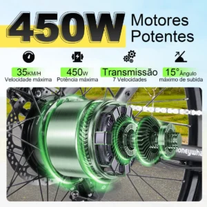 Honeywhale S8 Bicicleta Eléctrica de Montanha Llanta 26 Motor 450W Batería 36V 15Ah 7 Velocidades E-Bike para Todo Tipo de Terreno Estradas y Praias - Imagen 2