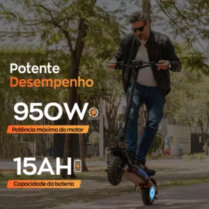 HONEYWHALE T8A Patinete Eléctrico Plegable Negro 48V 950W con Bluetooth y Luz LED - Imagen 6