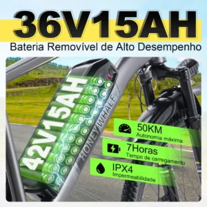 Honeywhale S8 Bicicleta Eléctrica de Montanha Llanta 26 Motor 450W Batería 36V 15Ah 7 Velocidades E-Bike para Todo Tipo de Terreno Estradas y Praias - Imagen 3