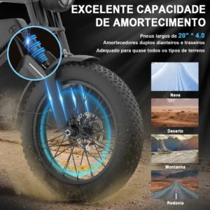 Honeywhale K6 PRO Bicicleta Eléctrica Pneu Fat 20x4.0 Desbloqueio NFC Motor 850W Batería 48V 15.6Ah - Imagen 5