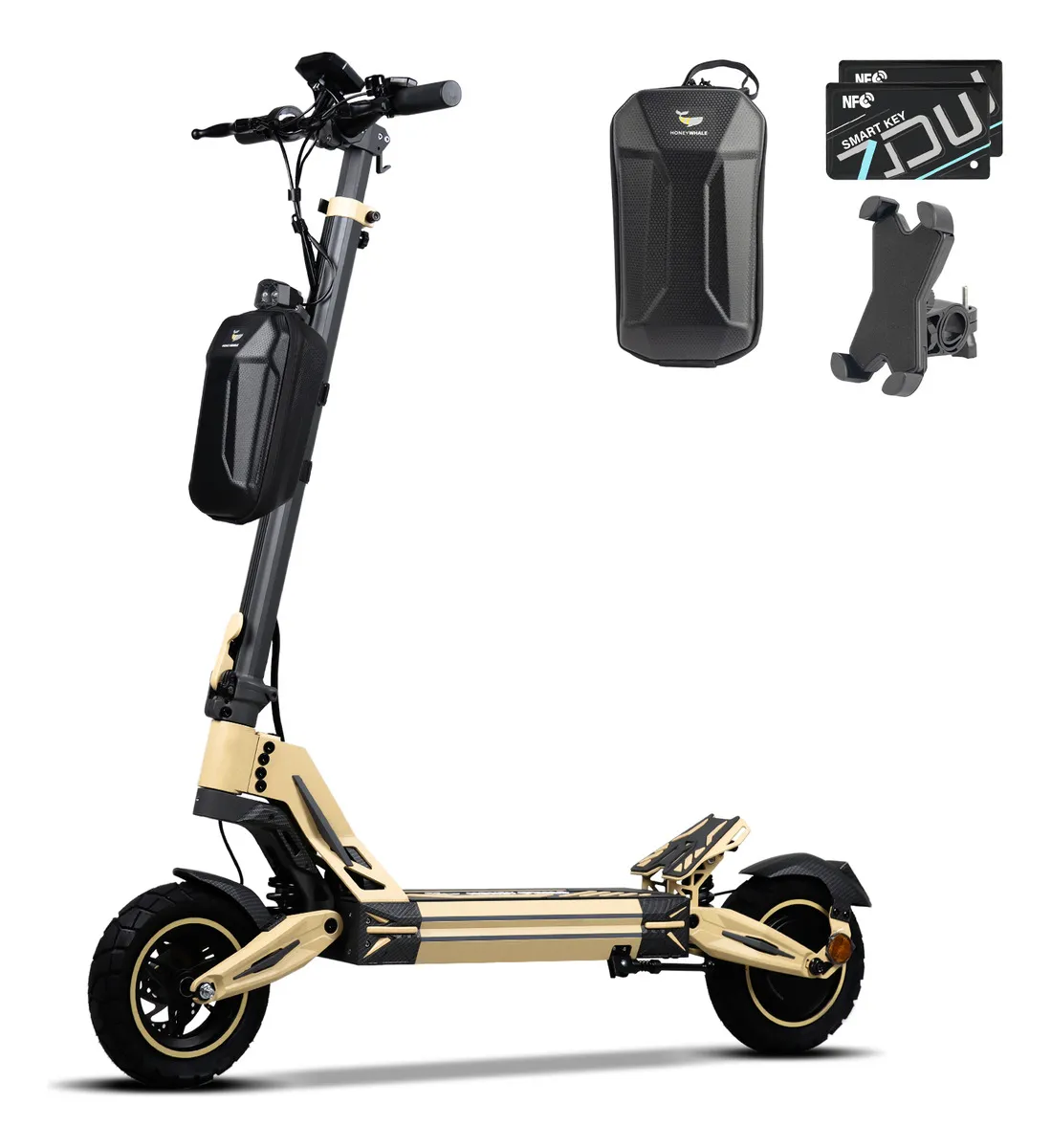 Patinete Eléctrico Plegable HONEYWHALE G2 PRO Amarillo Aluminio LED Freno de Disco Suspensión delantera y Traseira