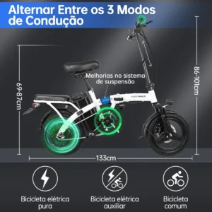 Honeywhale S6-S Bicicleta Eléctrica Plegable Motor 750W 48V Amortecedor Pneu 14" LCD - Imagen 5