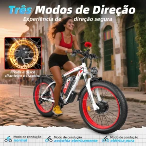 Honeywhale BK08 Bicicleta Eléctrica Pneu Fat 26x4" Motor Duplo 1050W*2 Batería 48V 23.5Ah 21V - Imagen 5