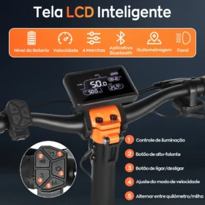 HONEYWHALE T8A Patinete Eléctrico Plegable Negro 48V 950W con Bluetooth y Luz LED - Imagen 4