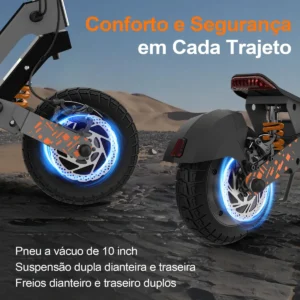 HONEYWHALE H2-Dual Patinete Plegable Negro Aluminio LED Freno de Disco 150kg - Imagen 5