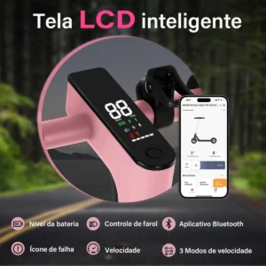 HONEYWHALE M2 Max Patinete Eléctrico Plegable Rosa em Aluminio con Bluetooth, Luz LED y Suspensión doble - Imagen 6