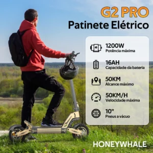 Patinete Eléctrico Plegable HONEYWHALE G2 PRO Amarillo Aluminio LED Freno de Disco Suspensión delantera y Traseira - Imagem 7