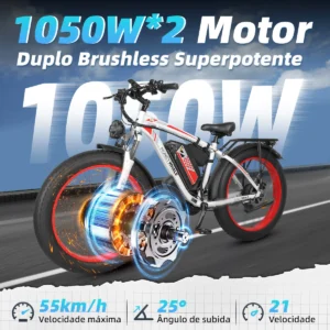 Honeywhale BK08 Bicicleta Eléctrica Pneu Fat 26x4" Motor Duplo 1050W*2 Batería 48V 23.5Ah 21V - Imagen 2