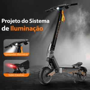 HONEYWHALE H2-Dual Patinete Plegable Negro Aluminio LED Freno de Disco 150kg - Imagen 3
