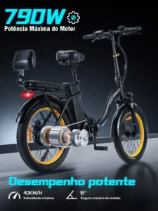 Honeywhale BW02 Bicicleta Eléctrica Plegable Pneu 20x3.0 Motor 790W Batería 48V 10.4Ah - Imagen 5