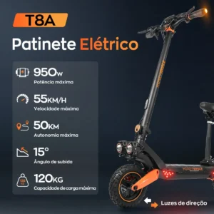 HONEYWHALE T8A Patinete Eléctrico Plegable Negro 48V 950W con Bluetooth y Luz LED - Imagen 2