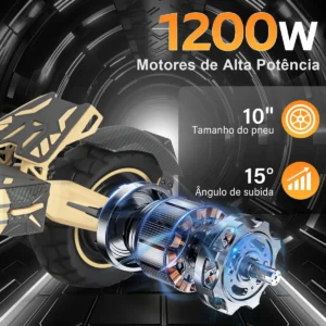 Patinete Eléctrico Plegable HONEYWHALE G2 PRO Amarillo Aluminio LED Freno de Disco Suspensión delantera y Traseira - Imagem 5