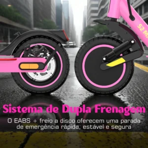 Patinete Plegable HONEYWHALE S2 MAX Rosa Aluminio Bluetooth LED Freno de Disco 120kg - Imagen 5