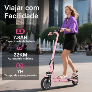HONEYWHALE M2 Max Patinete Eléctrico Plegable Rosa em Aluminio con Bluetooth, Luz LED y Suspensión doble - Imagen 5
