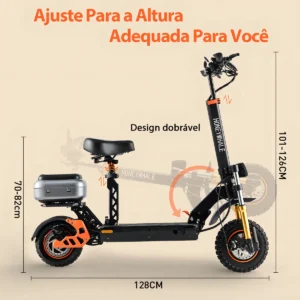 HONEYWHALE H3 Patinete Eléctrico Plegable Negro Aluminio con Assento, Baú Traseiro y LED - Imagen 6
