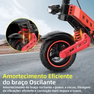 HONEYWHALE T4B-N Patinete Eléctrico Plegable 1000W 55km/h autonomía 50km Rojo - Imagem 6