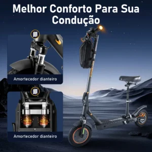 HONEYWHALE M2 MAX-B Patinete Eléctrico Plegable Negro/Naranja 36V 500W con Bluetooth, Luz LED y Freno de Disco - Imagem 4