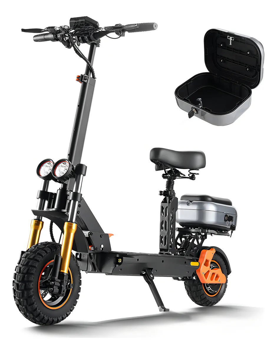 HONEYWHALE H3 Patinete Eléctrico Plegable Negro Aluminio con Assento, Baú Traseiro y LED