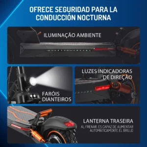 HONEYWHALE M4 Patinete Eléctrico Plegable Negro 48V 600W con Bluetooth y Luz LED - Imagem 6