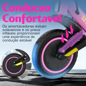 Patinete Plegable HONEYWHALE S2 MAX Rosa Aluminio Bluetooth LED Freno de Disco 120kg - Imagen 4