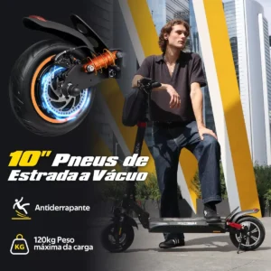 HONEYWHALE T4A Patinete Eléctrico Plegable Negro 750W 48V 10Ah Bluetooth LED Freno de Disco - Imagem 4