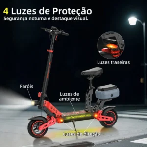HONEYWHALE T4B-N Patinete Eléctrico Plegable 1000W 55km/h autonomía 50km Rojo - Imagem 4