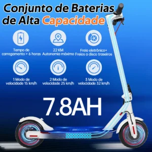 HONEYWHALE Patinete Eléctrico M2 Pro 500W Plegable 8,5" Blanco con Bluetooth y LED - Imagem 5