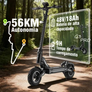 HONEYWHALE G3 Pro Patinete Eléctrico Plegable Negro 48V 1640W con Ruedas 12" y Luz LED - Imagem 5