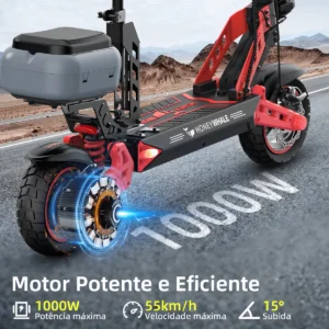 HONEYWHALE T4B-N Patinete Eléctrico Plegable 1000W 55km/h autonomía 50km Rojo - Imagem 3