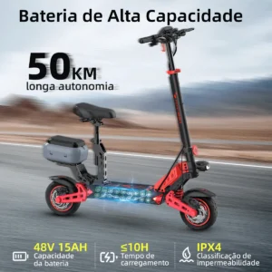 HONEYWHALE T4B-N Patinete Eléctrico Plegable 1000W 55km/h autonomía 50km Rojo - Imagem 2