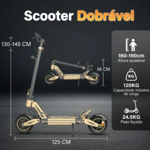 Patinete Eléctrico Plegable HONEYWHALE G2 PRO Amarillo Aluminio LED Freno de Disco Suspensión delantera y Traseira - Imagem 2