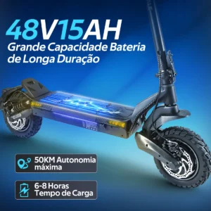 HONEYWHALE T5-2 Patinete Eléctrico Plegable Negro 48V 750W con Bluetooth y Luz LED - Imagen 3