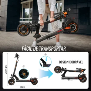 HONEYWHALE M4 Patinete Eléctrico Plegable Negro 48V 600W con Bluetooth y Luz LED - Imagem 2