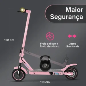 HONEYWHALE M2 Max Patinete Eléctrico Plegable Rosa em Aluminio con Bluetooth, Luz LED y Suspensión doble - Imagen 2