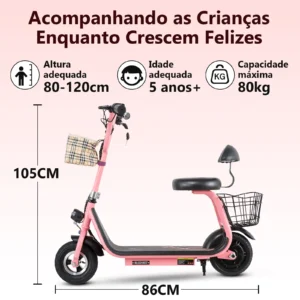 Honeywhale JL005 Scooter Eléctrico Infantil con altavoz Bluetooth Motor 350W Batería 3.6Ah Cesta Dupla - Imagem 6