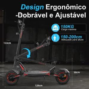 HONEYWHALE G4 Max Patinete Eléctrico Plegable Negro/Rojo 60V 20,8Ah con Ruedas 12" y Luz LED - Imagem 8