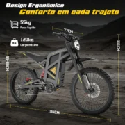 HONEYWHALE BK09 Bicicleta eléctrica para adultos de 19 pulgadas, 2192 W y velocidad máxima de 60 km/h - Imagen 8