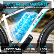 HONEYWHALE S150 Bicicleta eléctrica para adultos de 29 pulgadas, autonomía de 100 km y batería extraíble - Imagen 5