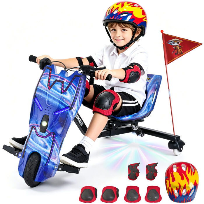 Honeywhale 007R Triciclo Eléctrico Infantil 300W - Bluetooth, Luces LED, 3 Velocidades y Giro 360 Grados