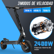 HONEYWHALE H4 Patinete Eléctrico Plegable Gris oscuro 60V 2400W con Ruedas 11" y Luz LED - Image 2