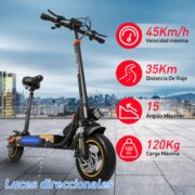 HONEYWHALE T4A Patinete Eléctrico Plegable Negro 750W 48V 10Ah Bluetooth LED Freno de Disco - Image 2