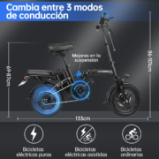 Honeywhale S6-S Bicicleta Eléctrica Plegable Motor 750W 48V Amortiguador Neumático 14" LCD - Image 2